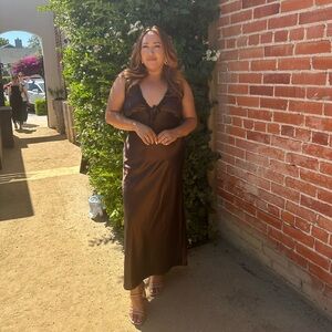 Satin Lace Trim Dress